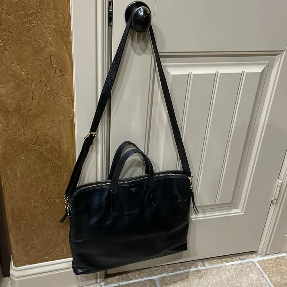 Fossil Shoulder/Laptop Bag Black Leather
